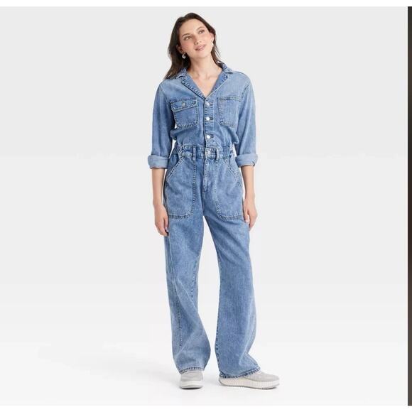 Universal Thread Women's Long Sleeve Utility Baggy Denim Jumpsuit - 4 NWT - Picture 3 of 7